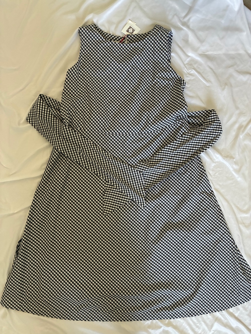Anne Klein Black and White Gingham Sleeveless A-Line Dress